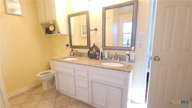 bathroom with tile patterned floors, vanity, and toilet