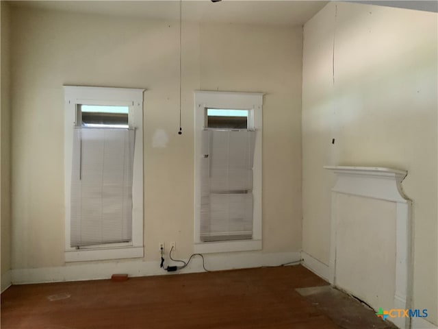 bathroom with hardwood / wood-style floors