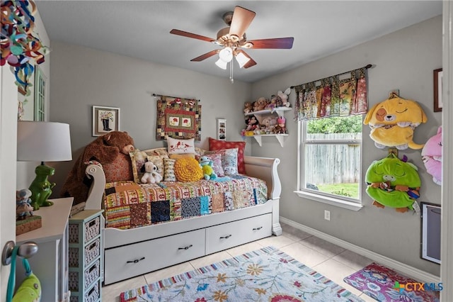 182 Palm, Spring Branch, TX 78070 - bedroom featuring tile patterned flooring and a ceiling fan