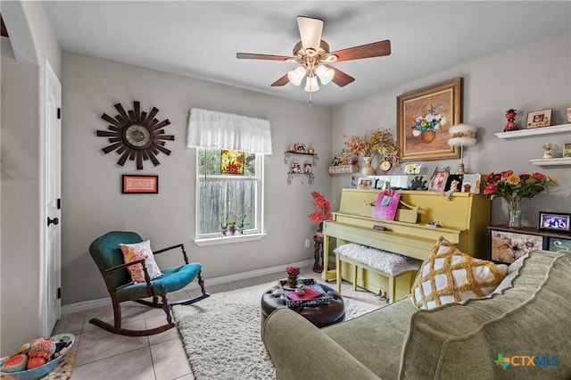 182 Palm, Spring Branch, TX 78070 - living area with ceiling fan and tile patterned floors