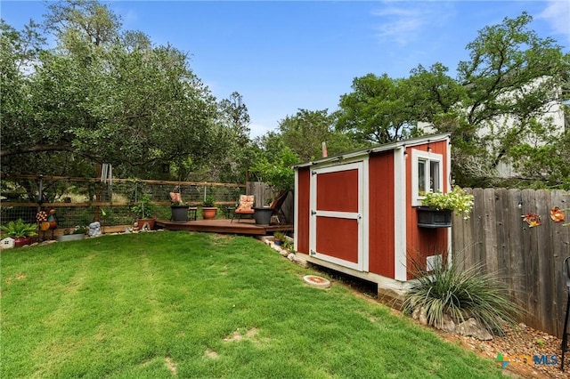 182 Palm, Spring Branch, TX 78070 - fenced backyard with a shed and a deck