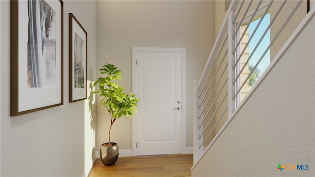 interior space with light hardwood / wood-style flooring