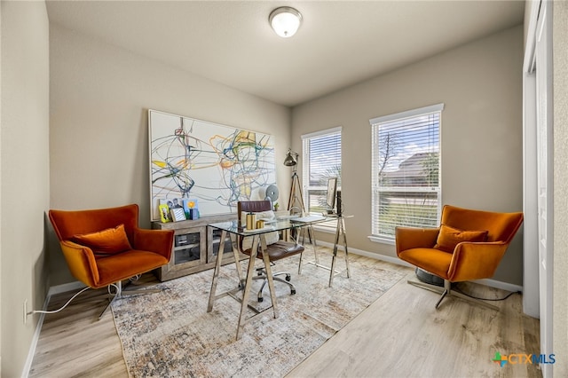 office space featuring light wood-type flooring