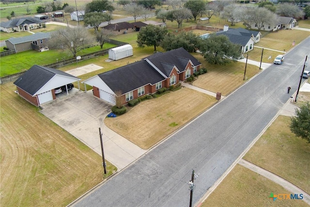 aerial view with a residential view