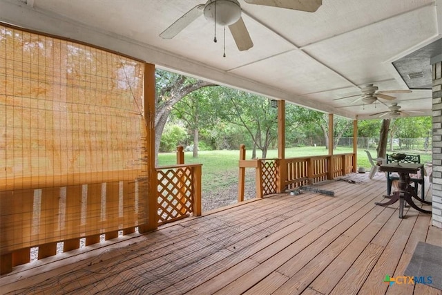 3927 Amanda Dr, Salado, TX 76571 - wooden deck with a ceiling fan and a lawn