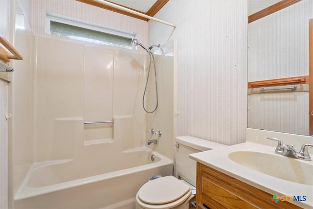 3927 Amanda Dr, Salado, TX 76571 - full bath with wallpapered walls, shower / tub combination, and vanity