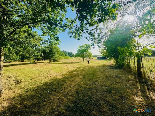 view of yard with a rural view