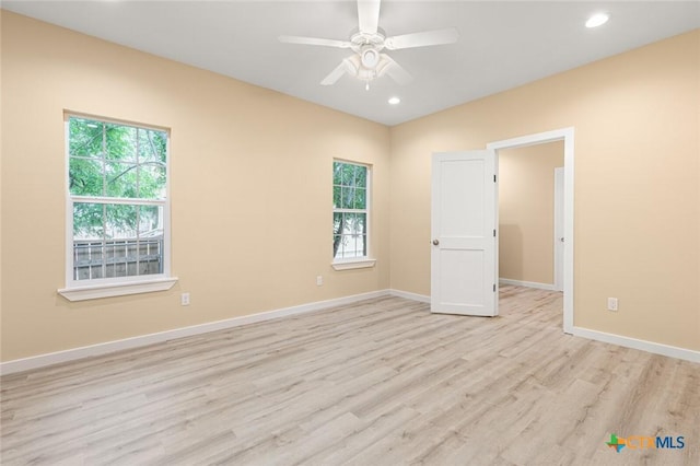 1700 Proctor Ave, Waco, TX 76708 - unfurnished room with light wood-style flooring, healthy amount of natural light, recessed lighting, and a ceiling fan