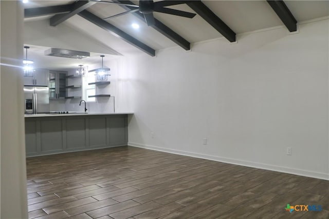2704 Loma Vista Ave, Victoria, TX 77901 - unfurnished living room with dark wood finished floors and a ceiling fan
