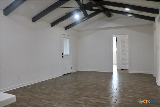 2704 Loma Vista Ave, Victoria, TX 77901 - unfurnished room with ceiling fan and dark wood-style flooring