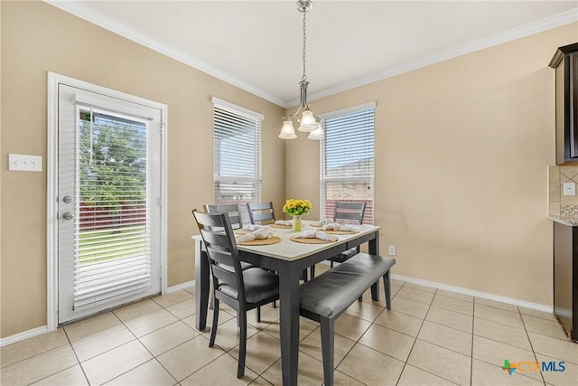 1103 Sugar Brook Dr, Temple, TX 76502 - dining room with plenty of natural light, crown molding, and light tile patterned flooring
