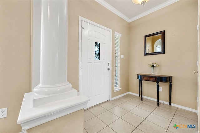 1103 Sugar Brook Dr, Temple, TX 76502 - entryway featuring ornamental molding and light tile patterned flooring