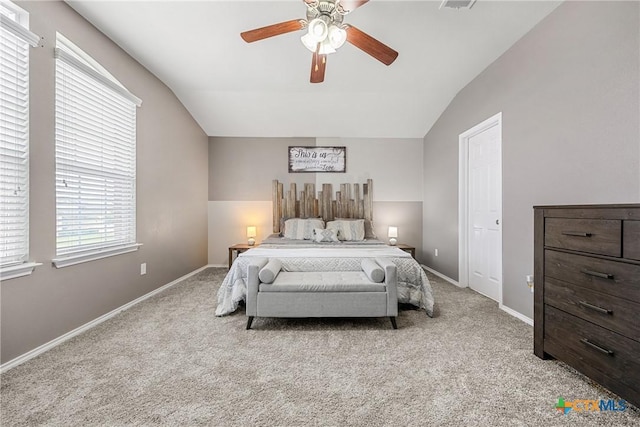 1103 Sugar Brook Dr, Temple, TX 76502 - bedroom with lofted ceiling, light carpet, and a ceiling fan