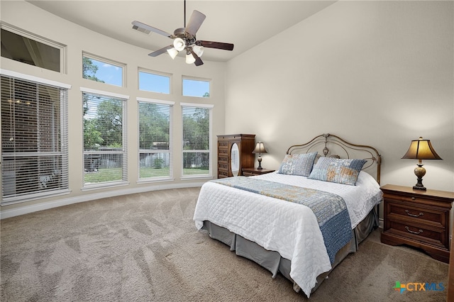 959 Wilderness Trl, New Braunfels, TX 78132 - carpeted bedroom featuring a ceiling fan