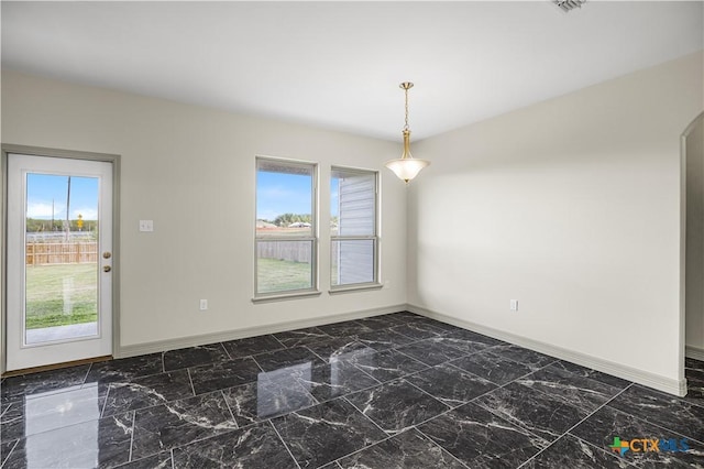 view of unfurnished dining area