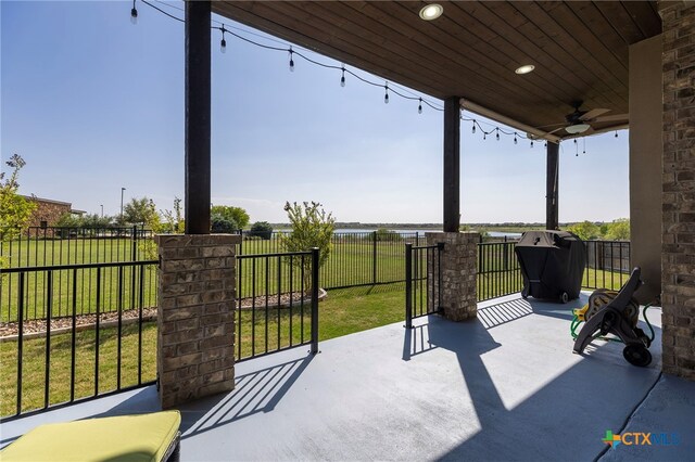 3437 De Soto Loop, Round Rock, TX 78665 - view of patio featuring a ceiling fan and area for grilling
