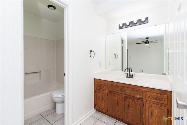 2009 Fleetwood Dr, Killeen, TX 76543 - bathroom with tile patterned floors, vanity, a ceiling fan, and shower / bath combination