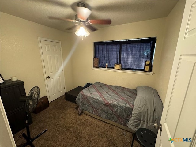 1617 S Harley Dr, Harker Heights, TX 76548 - carpeted bedroom with a textured ceiling and a ceiling fan