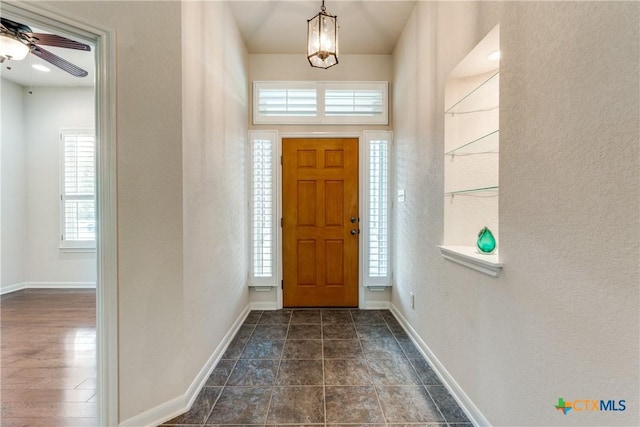 425 County Road 3830, San Antonio, TX 78253 - foyer entrance featuring baseboards and ceiling fan