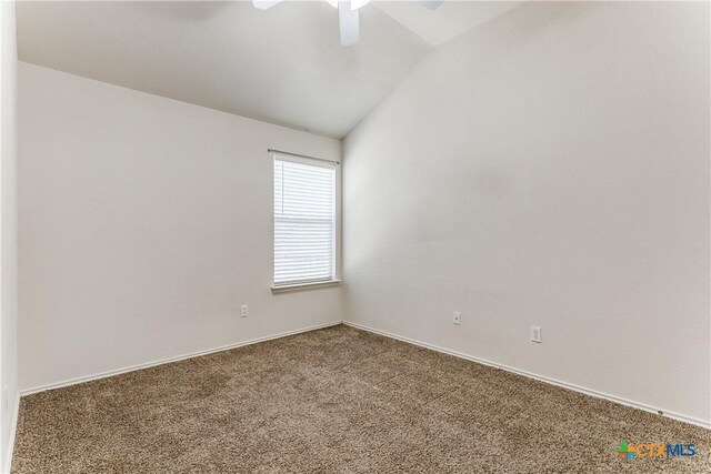 2154 Hidden Mdw, New Braunfels, TX 78130 - carpeted empty room with baseboards, a ceiling fan, and lofted ceiling