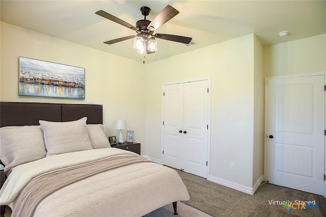 1010 Winchester Dr, Nolanville, TX 76559 - carpeted bedroom with a closet and a ceiling fan
