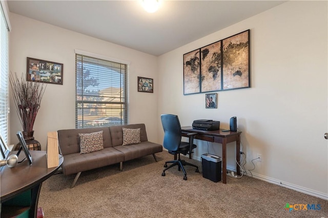 office area with carpet flooring