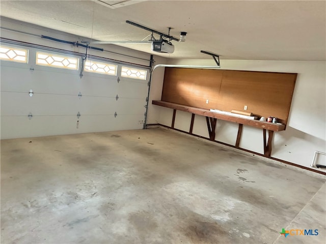 garage with a garage door opener