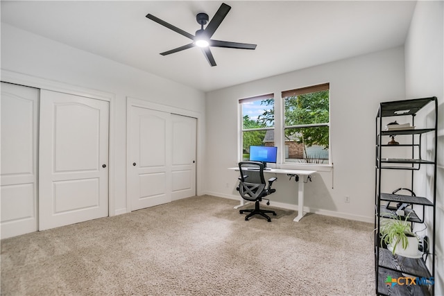 112 Oak Plaza Dr, Georgetown, TX 78628 - office with carpet floors, ceiling fan, and baseboards