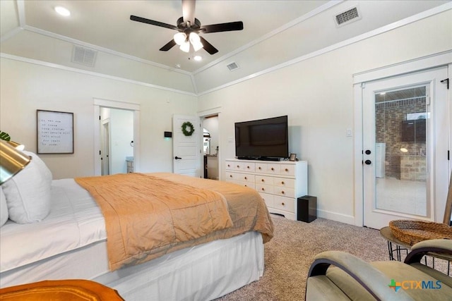 3006 Beulah Blvd, Belton, TX 76513 - carpeted bedroom with ornamental molding, baseboards, a ceiling fan, and recessed lighting