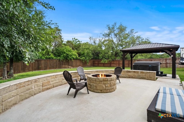 3006 Beulah Blvd, Belton, TX 76513 - view of patio / terrace featuring a hot tub, a fire pit, and a gazebo