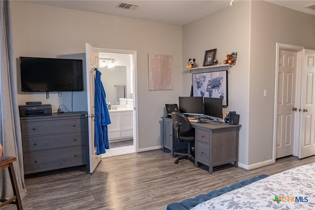 office area featuring hardwood / wood-style flooring