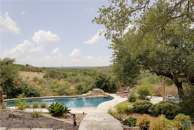 view of swimming pool with a patio area