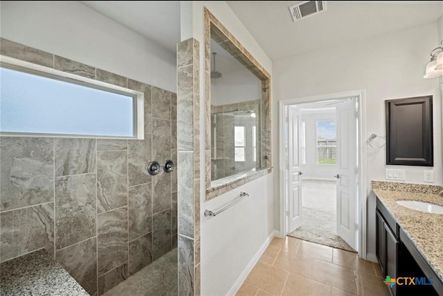 30125 Prairie Creek Ct, Brookshire, TX 77423 - full bath featuring healthy amount of natural light, vanity, walk in shower, and tile patterned flooring