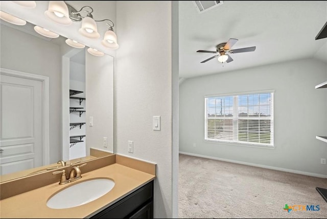 30125 Prairie Creek Ct, Brookshire, TX 77423 - bathroom with vanity and ceiling fan