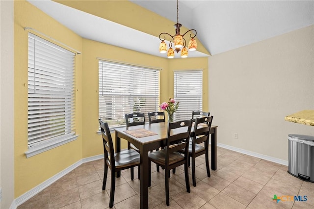 4105 Whispering Oaks, Temple, TX 76504 - dining space with a chandelier, light tile patterned floors, and lofted ceiling