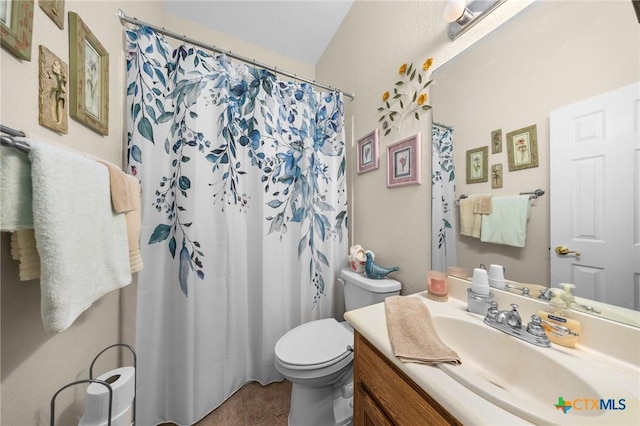 4105 Whispering Oaks, Temple, TX 76504 - bathroom with vanity, tile patterned flooring, and a shower with curtain