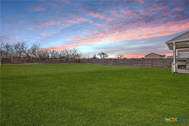 view of yard at dusk