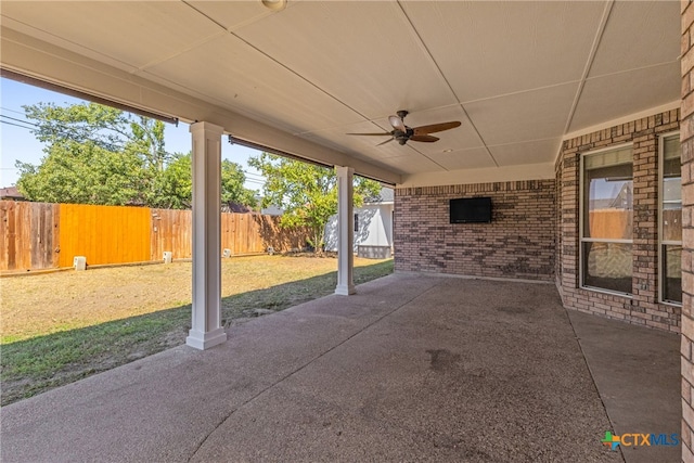 view of patio / terrace featuring ceiling fan