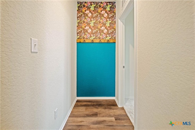 corridor with hardwood / wood-style floors