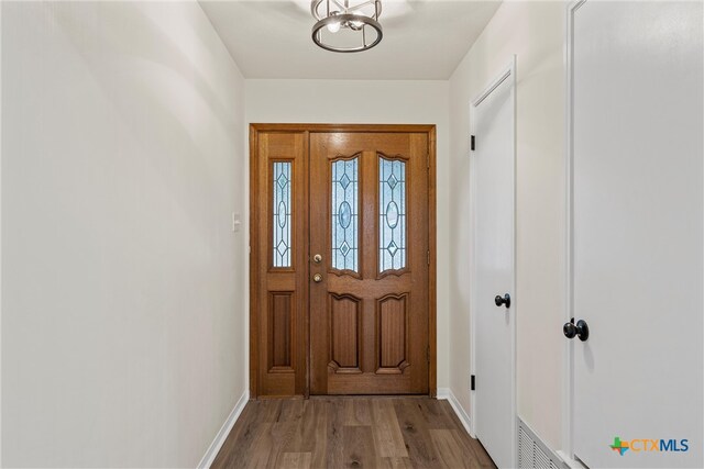 entryway featuring wood-type flooring