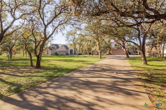 view of home's community with a yard