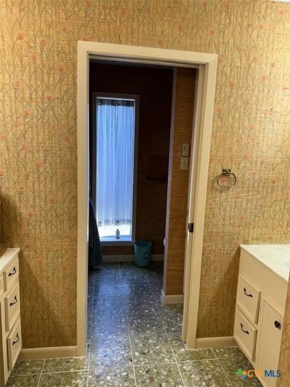 bathroom featuring vanity and tile patterned floors