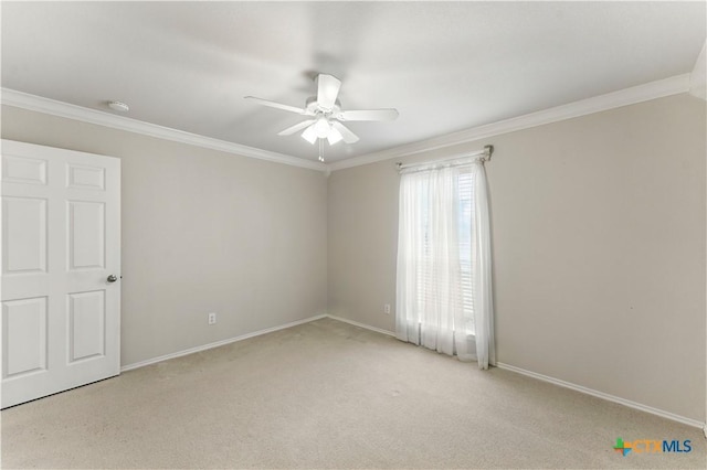 1711 Kelly Ct, New Braunfels, TX 78130 - unfurnished room featuring a ceiling fan, crown molding, light carpet, and a smoke detector