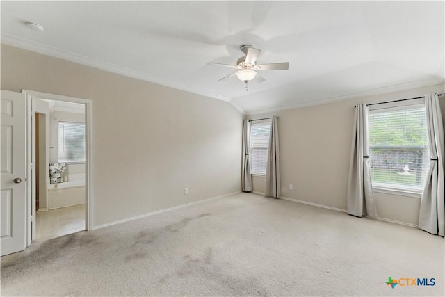 1711 Kelly Ct, New Braunfels, TX 78130 - carpeted spare room featuring crown molding, ceiling fan, and a smoke detector