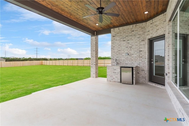 1702 Kellan Dr, Salado, TX 76571 - view of patio with a ceiling fan and a sink