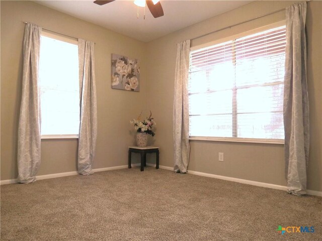 103 W Outer Dr, Canyon Lake, TX 78133 - spare room featuring a ceiling fan, carpet flooring, and plenty of natural light