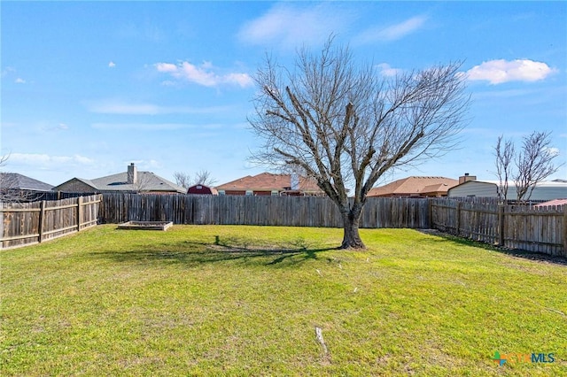 view of yard featuring a fenced backyard