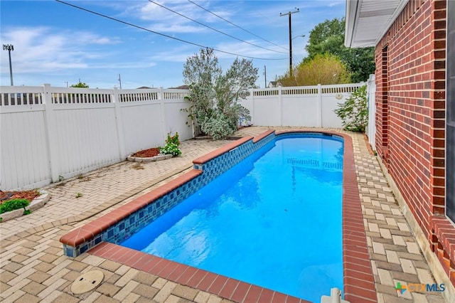 view of pool with a fenced backyard and a fenced in pool