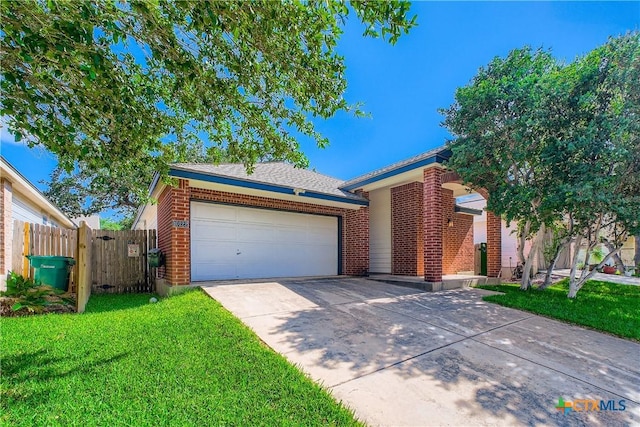 10122 Divine Breeze, San Antonio, TX 78251 - view of front of house featuring driveway, brick siding, an attached garage, and a gate