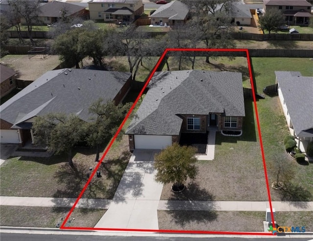 bird's eye view featuring a residential view